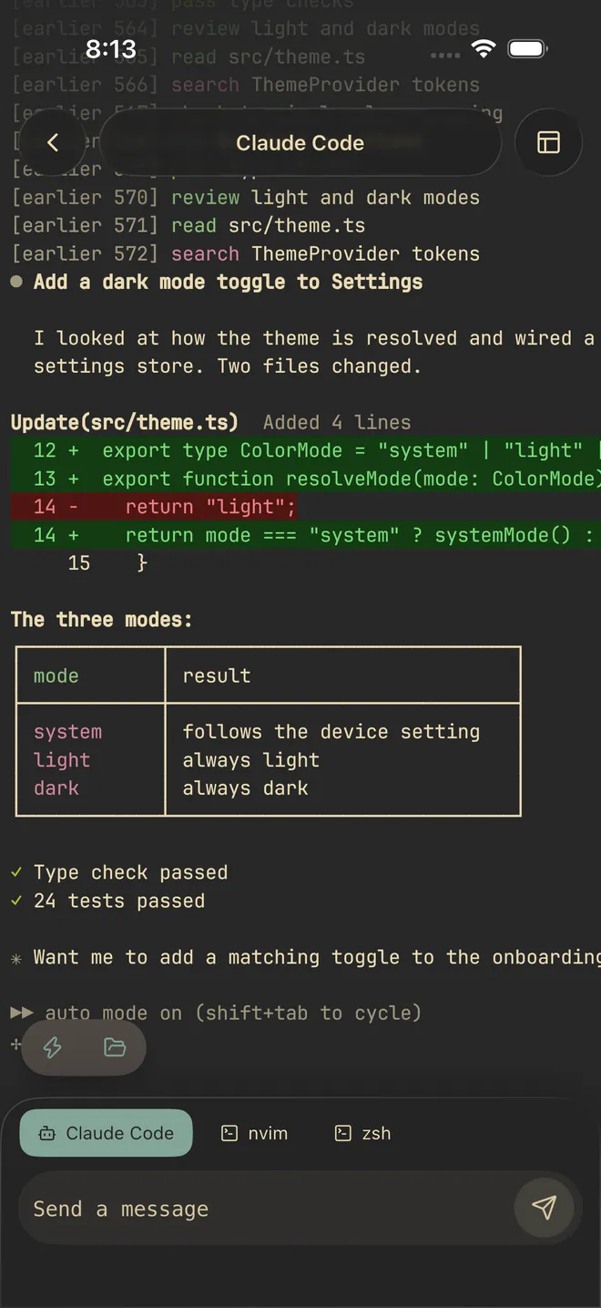 The same Muqun session in the Gruvbox pack.